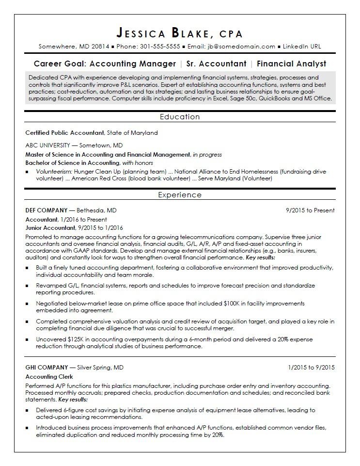 CPA Resume Sample