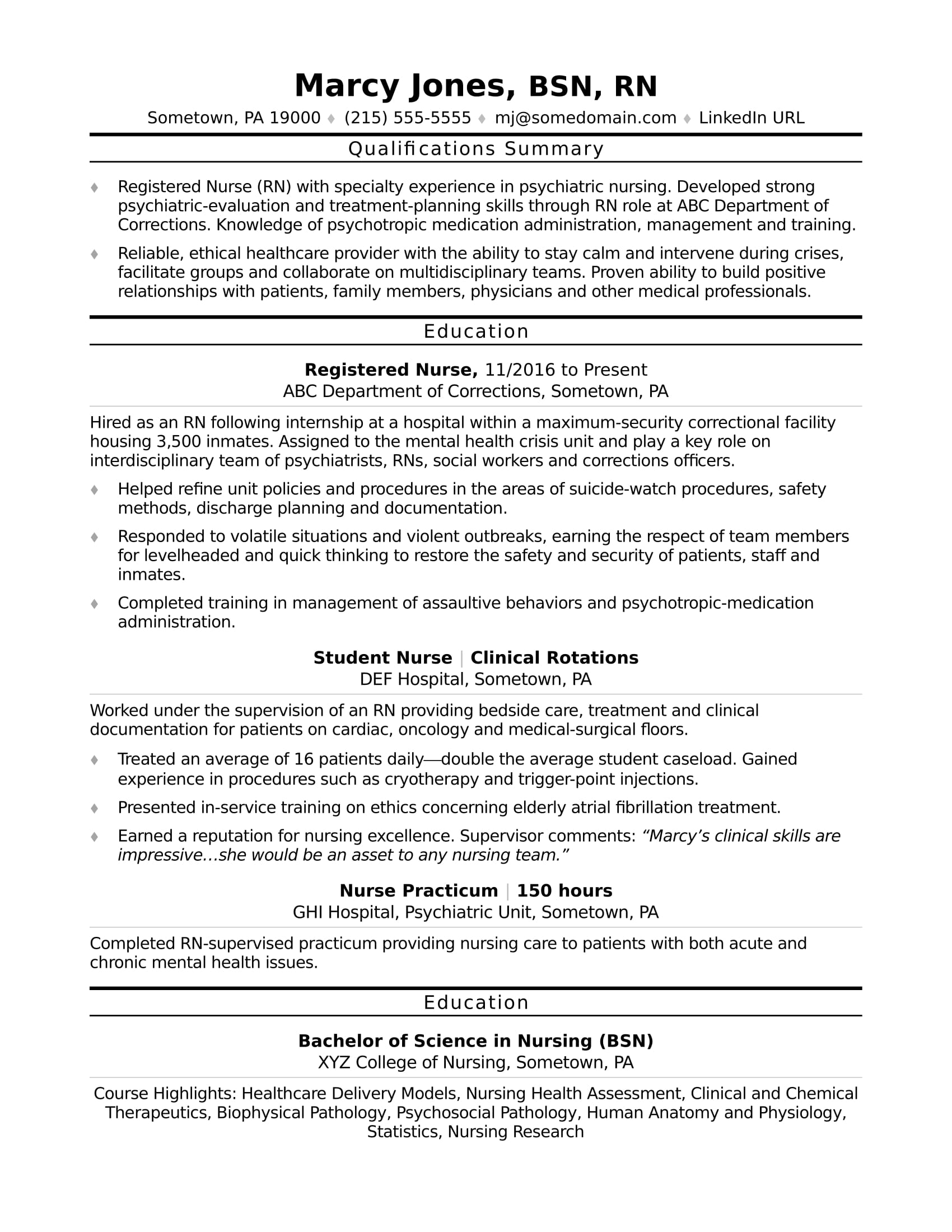 resume for nurses template