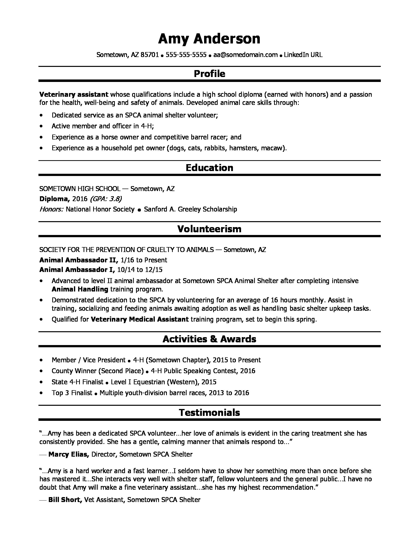 high school academic resume template