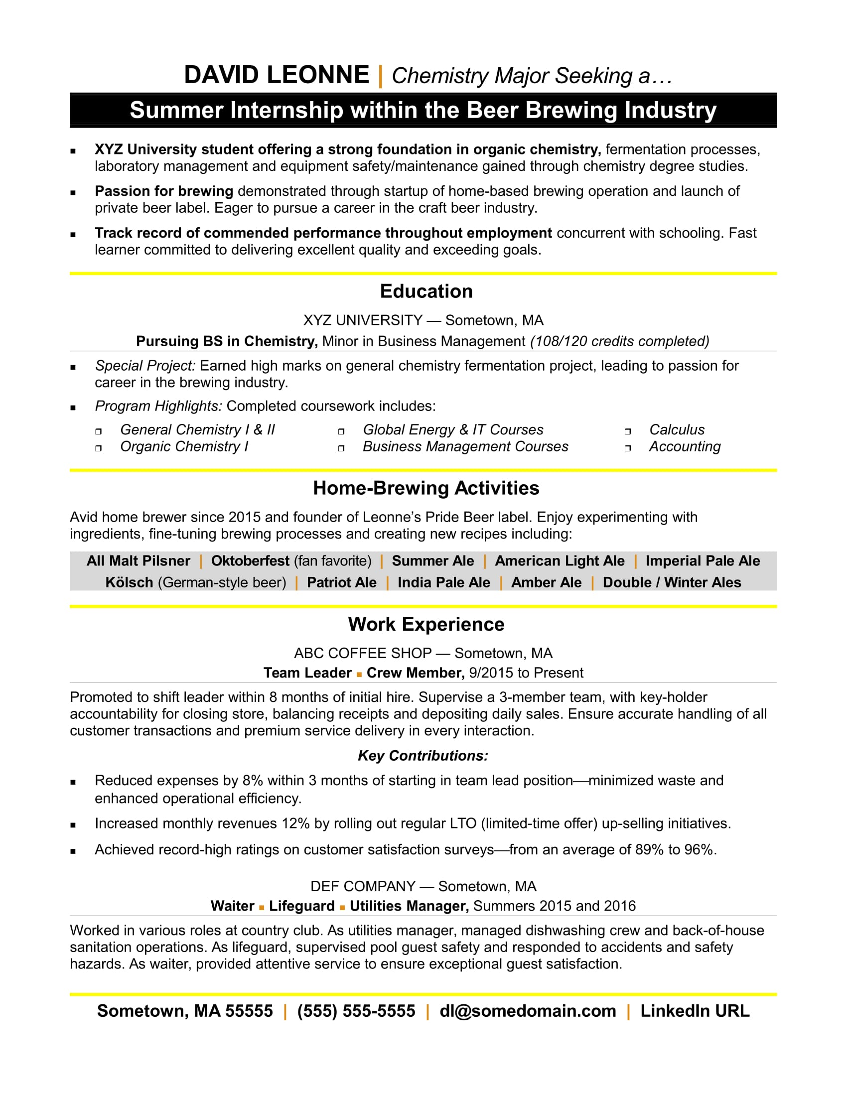 internship resume templates word free download 2018