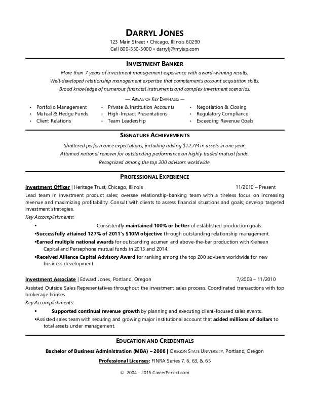 Private Banker Cv Example