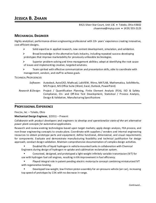 Mechanical Engineer Resume Sample Monster