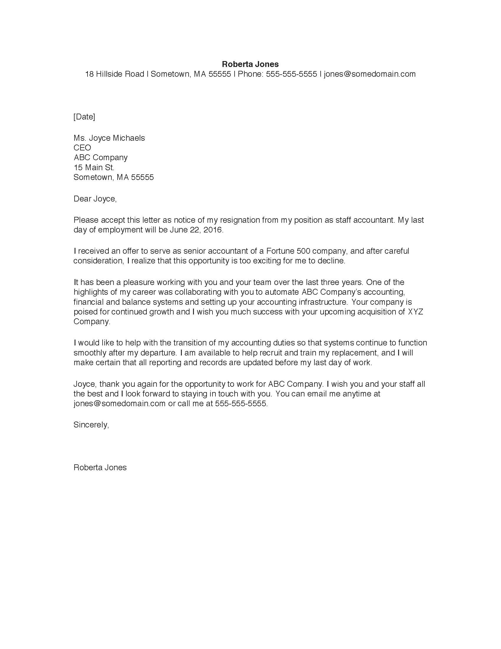 Two Weeks Notice Resignation Letter Sample from coda.newjobs.com