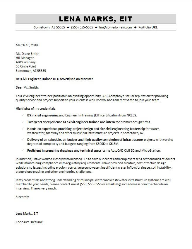 Civil Engineering Cover Letter Examples