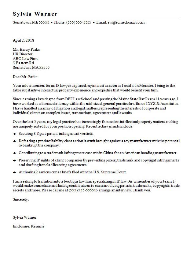 banking lawyer cover letter sample