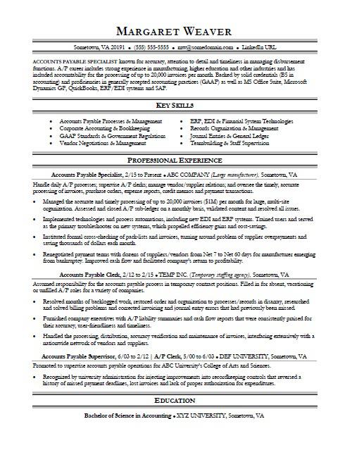 Accounts Payable Resume Sample  Monster.com