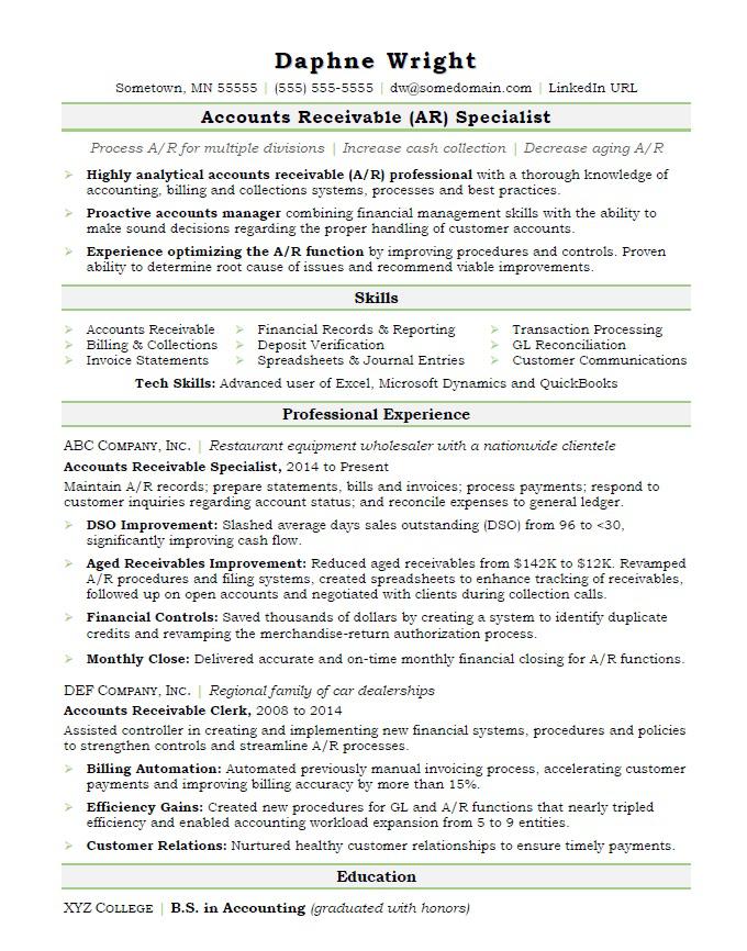 Accounts Receivable Resume Sample | Monster.com