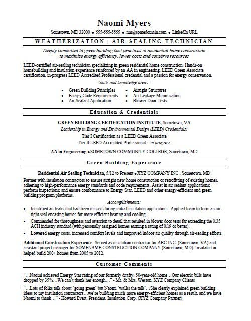 Green Job Resume Sample Monster Com