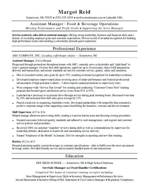 Assistant Manager Resume