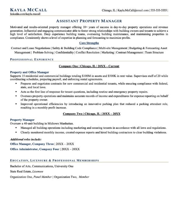 Assistant Property Manager Resume Monster