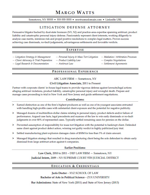 Attorney Resume Sample Monster Com