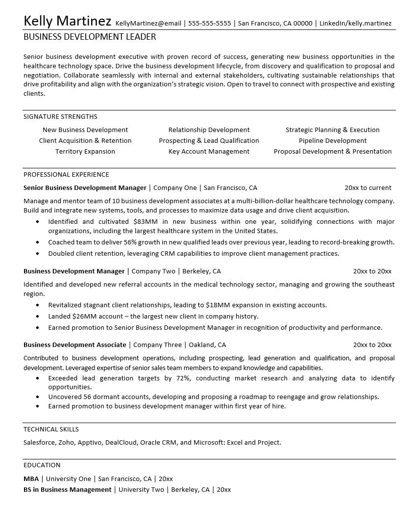Business Development Resume | Monster.com – Monster Jobs