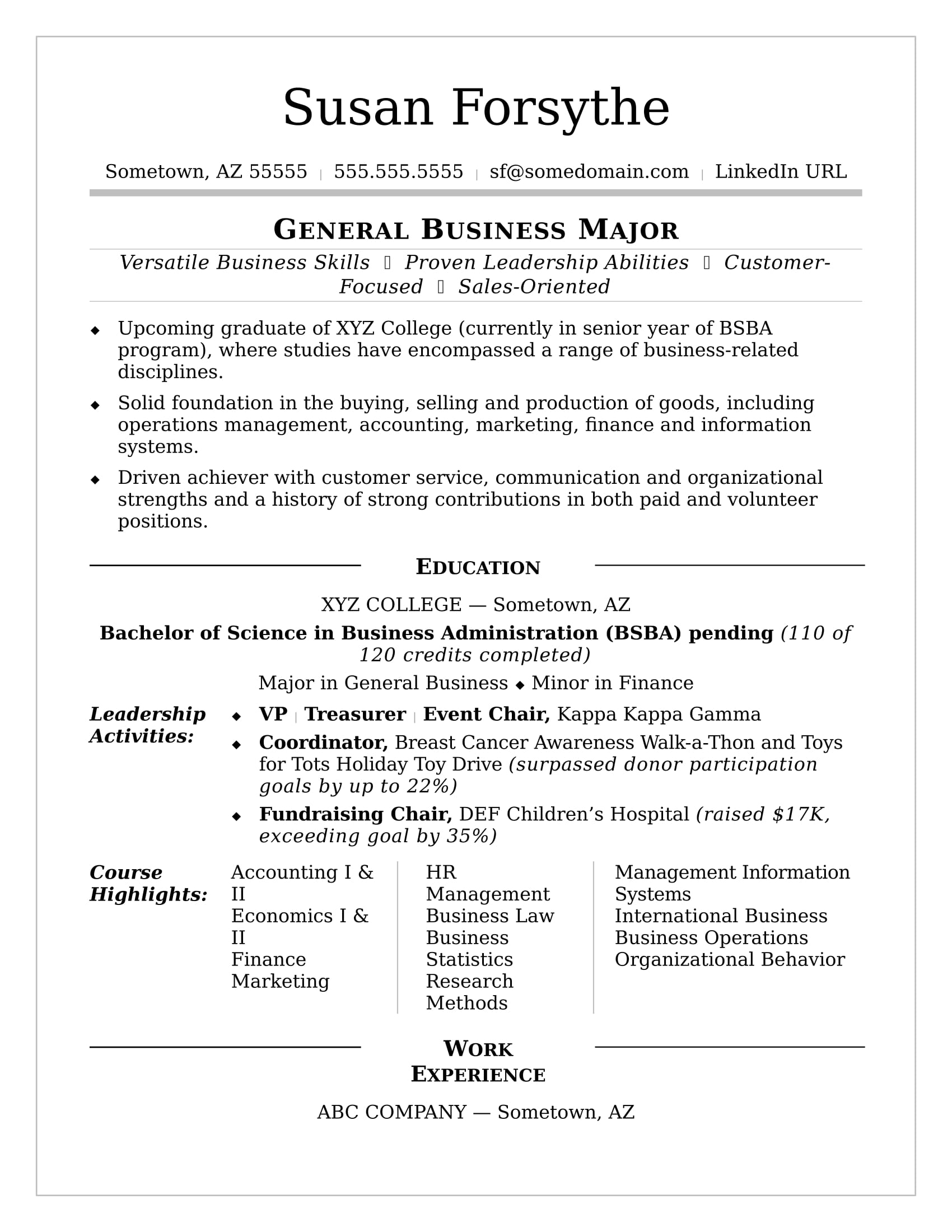 College Resume