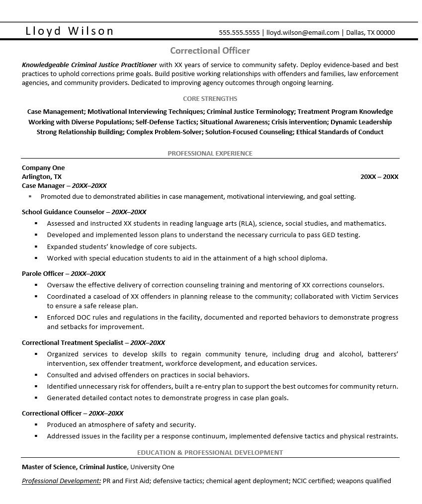 Detention Officer Resume