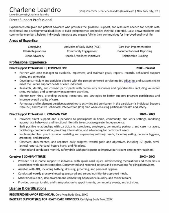 Direct Support Resume | Monster.com