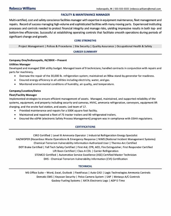 Facility Manager Resume | Monster.com