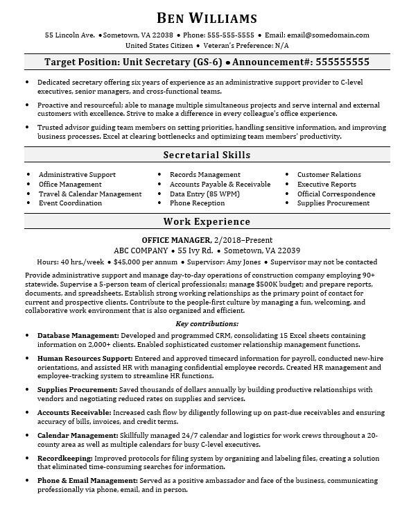 Federal Employment Resume Template   Federal 