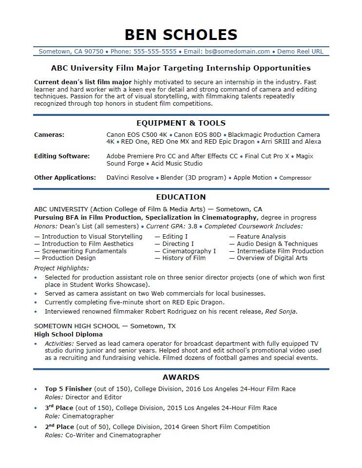 Internship Resume Sample  Monster.com