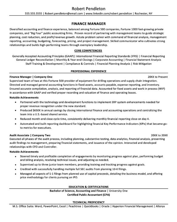 Finance Manager Resume | Monster.com – Monster Jobs
