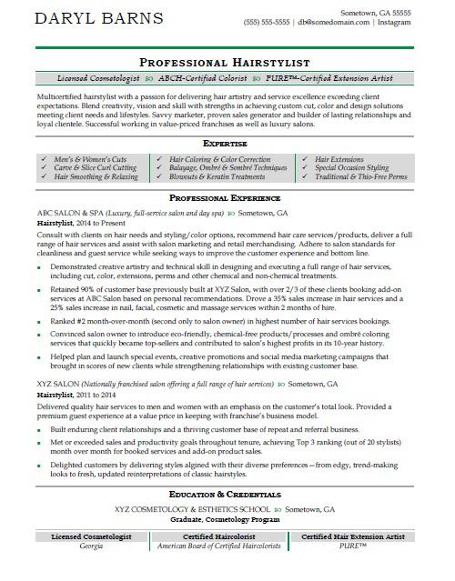  Hair Stylist Resume Sample Monster com