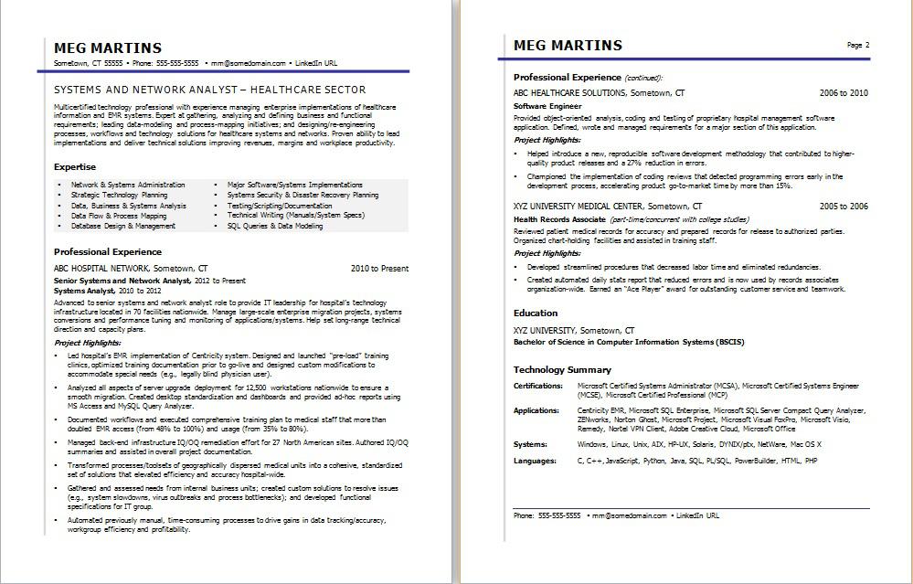 Healthcare It Resume Sample Monster Com