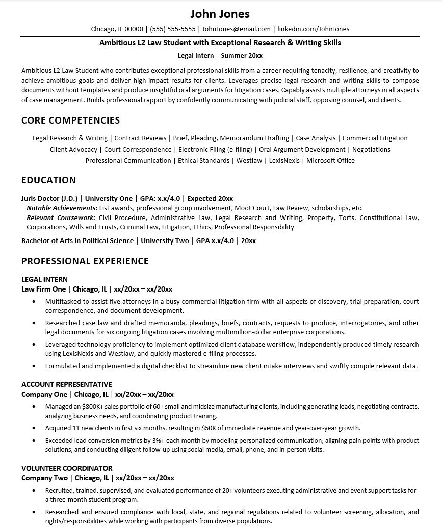 Law School Resume Sample | Monster.com – Monster Jobs