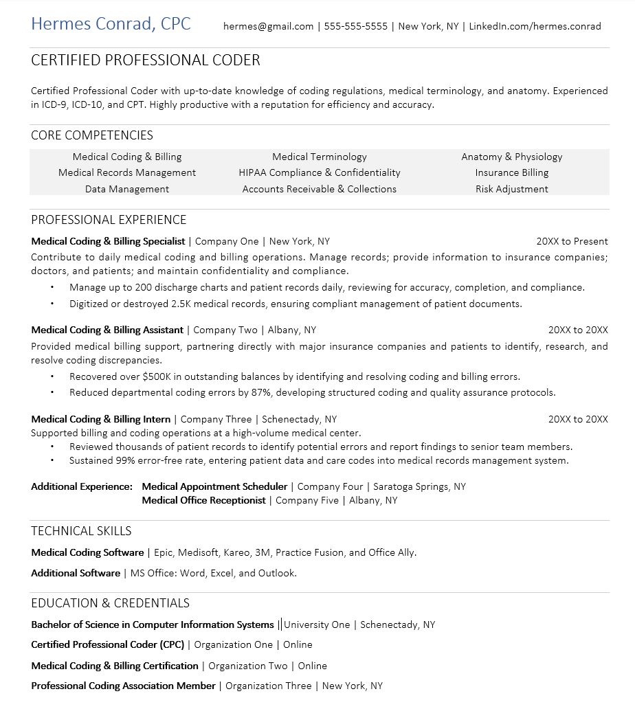 Medical Billing Resume | Monster.com – Monster Jobs