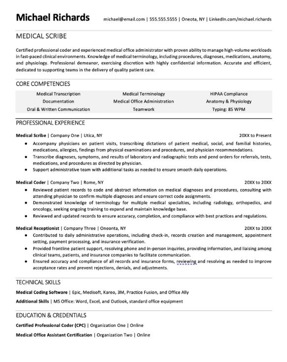 medical transcriptionist job description resume