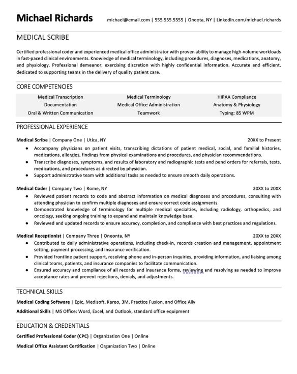 Medical scribe resume sample - tellBos