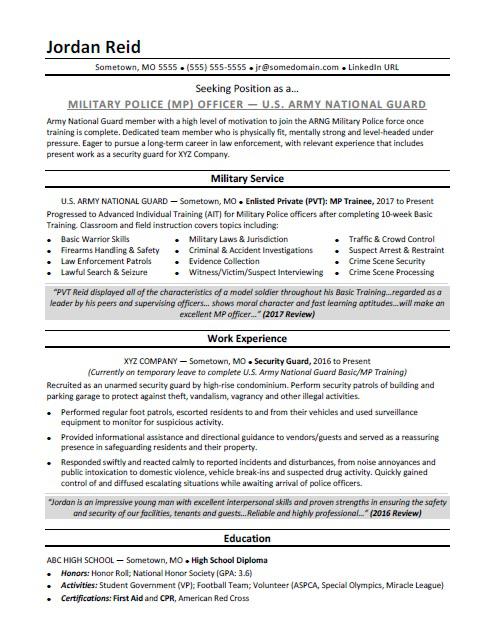 military veteran resume examples