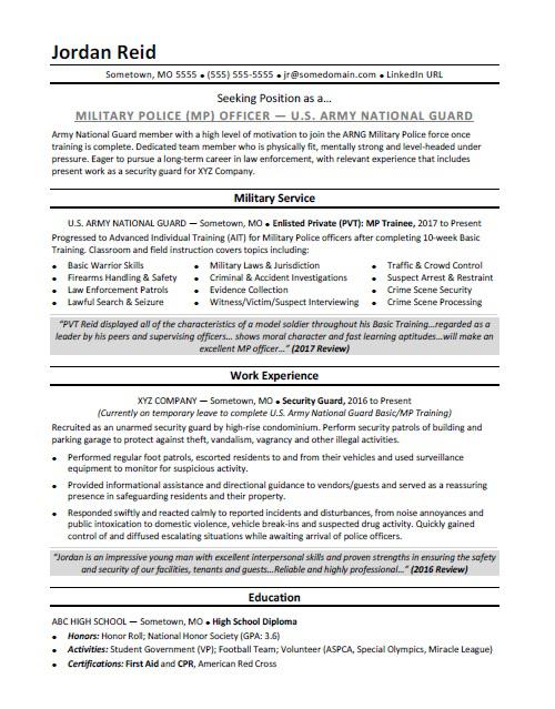Military Resume Sample Monster