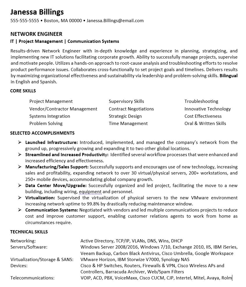 Network Engineer Resume Sample | Monster.com – Monster Jobs