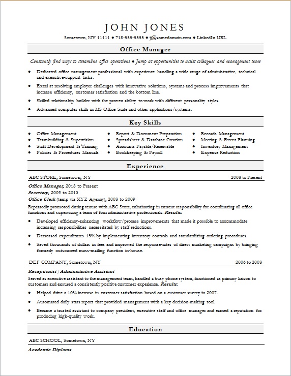 Office Manager Resume Sample Monster Com