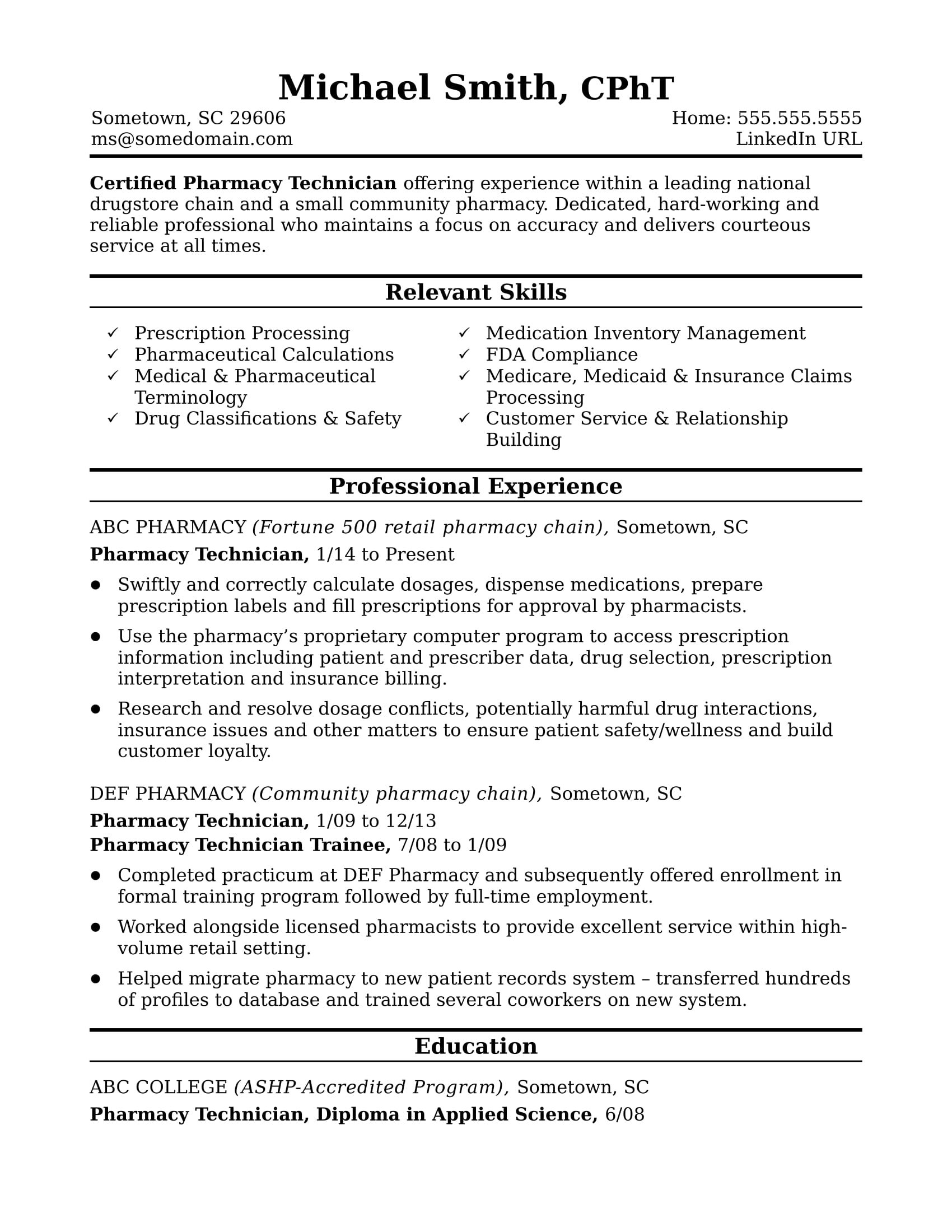 pharmacy technician midlevel