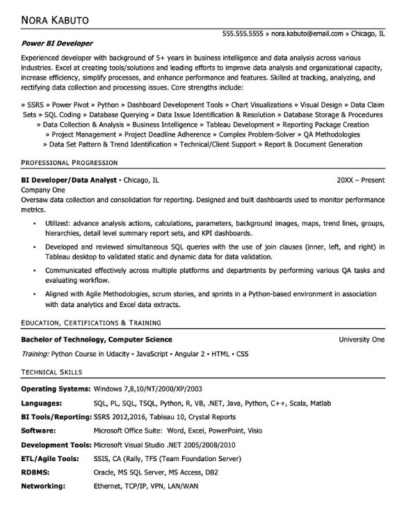 power bi sample resume for 5 years experience