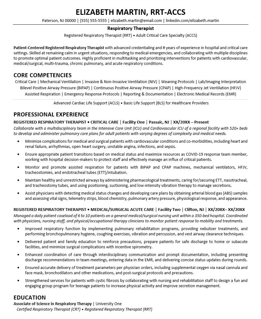 Respiratory Therapist Resume | Monster.com