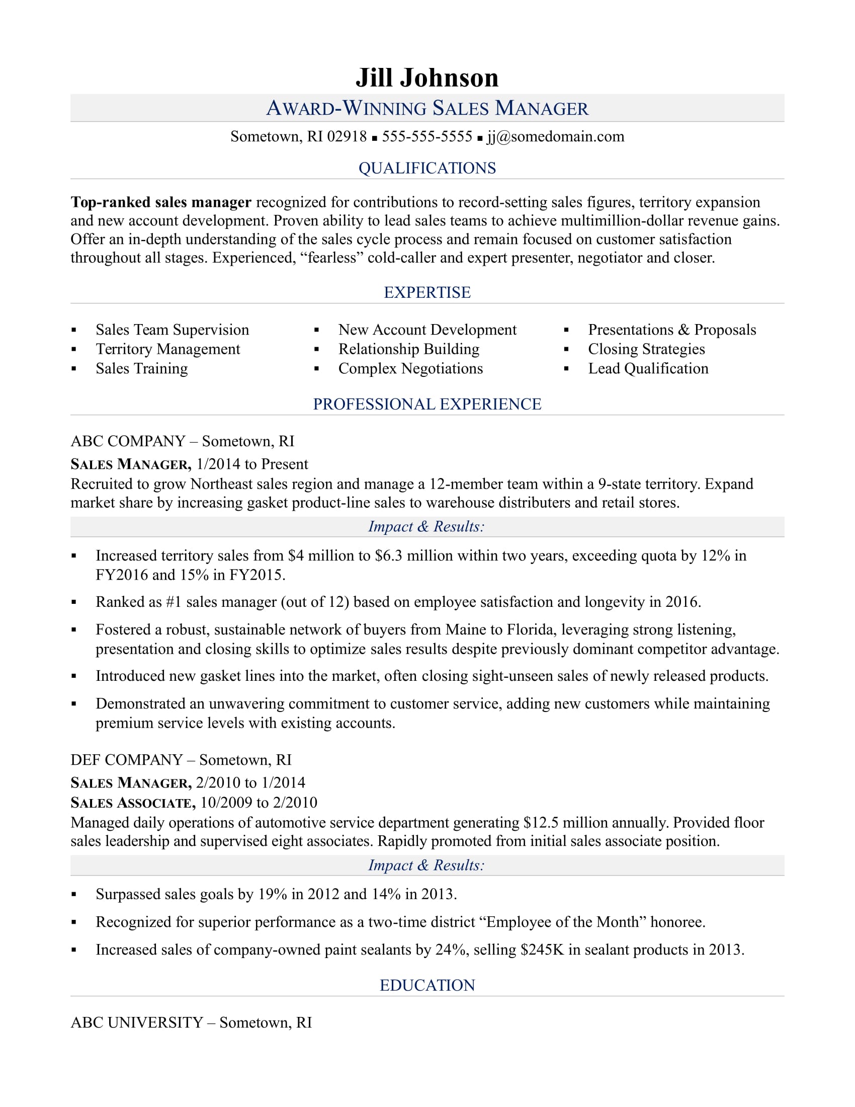 free professional sales resume template