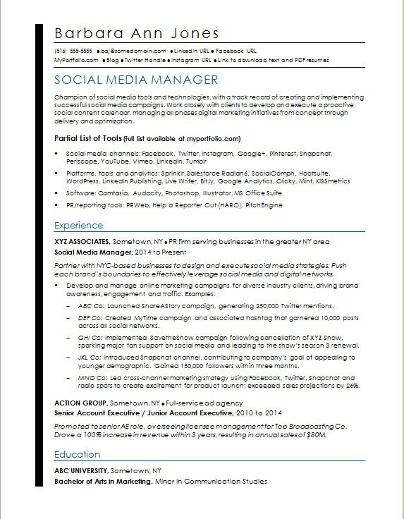Social Media Manager Resume Monster