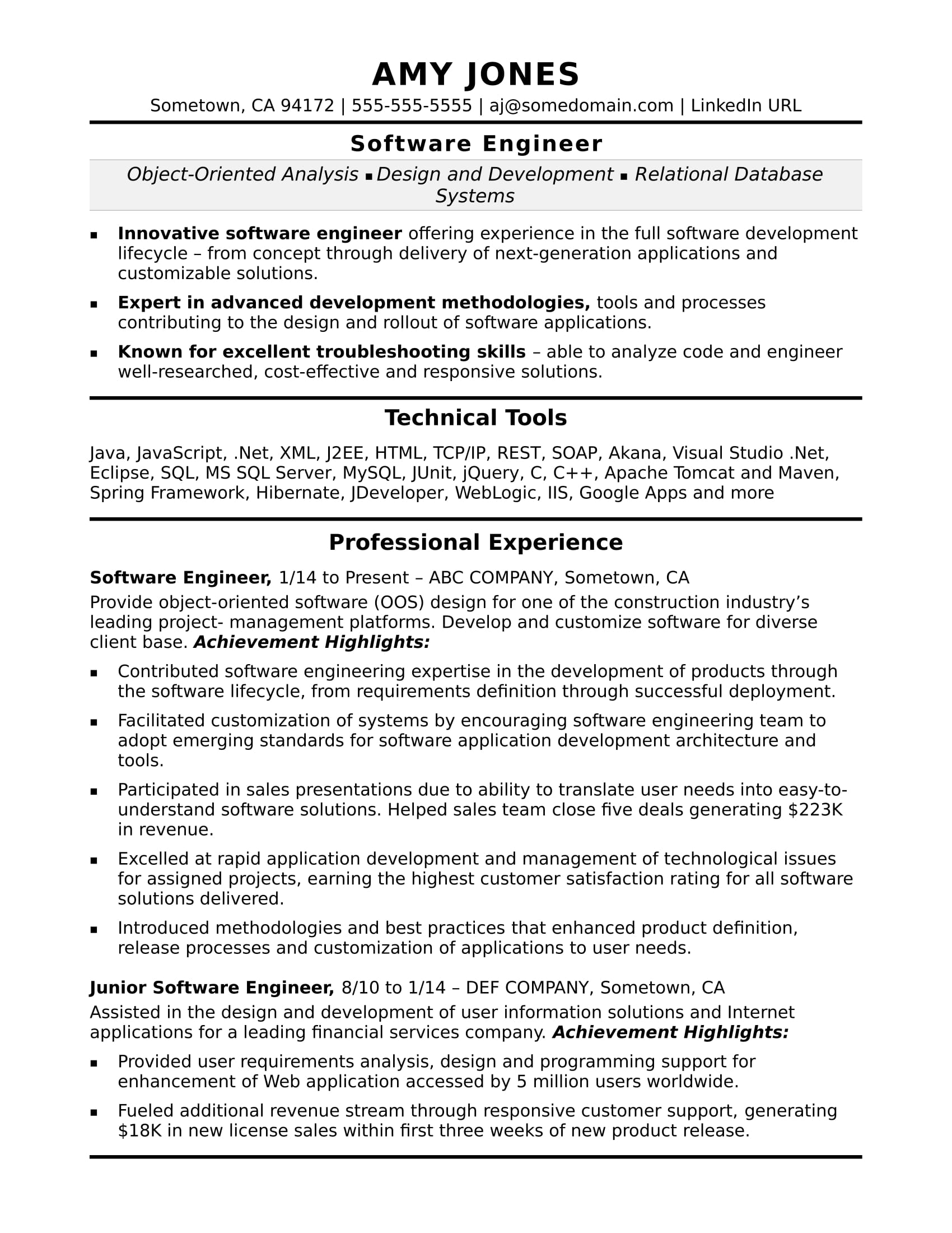 software engineer resume template microsoft word download