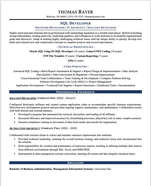 SQL Developer Resume | Monster.com