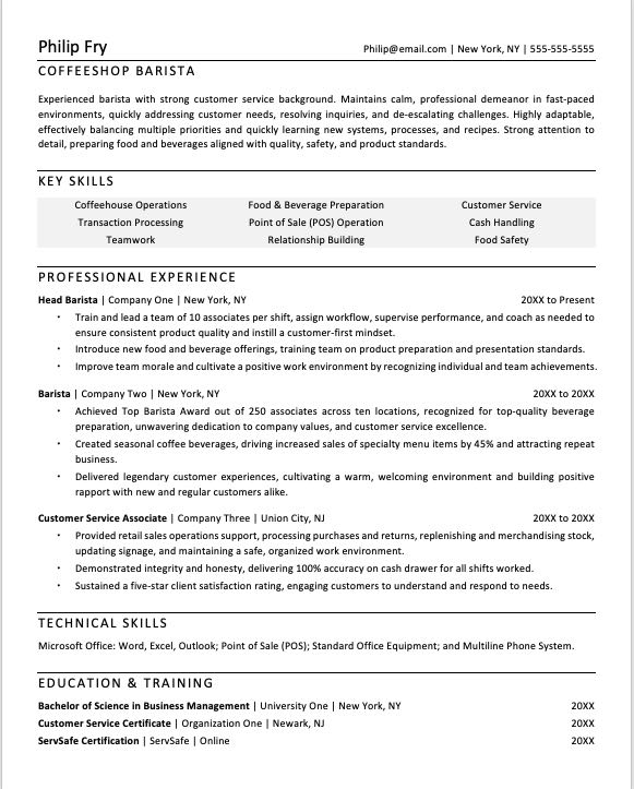 Starbucks Barista Resume | Monster.com